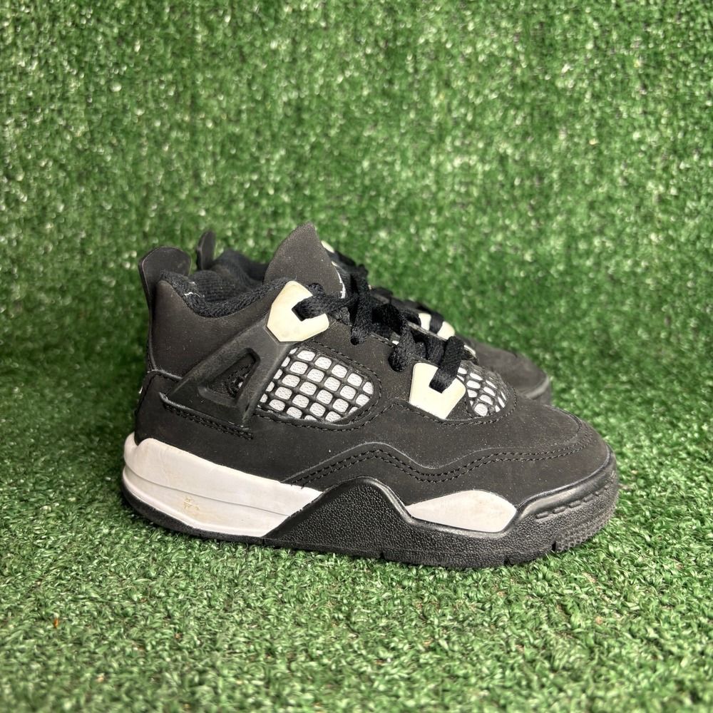 Jordan 4 Retro White Thunder FV4538-001 Basketball‎ Sneakers Black Toddler Sz 8C